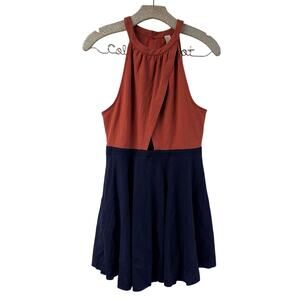 FP Beach Mini Dress Sleeveless Cut Out Small Orange Blue Comfy Casual